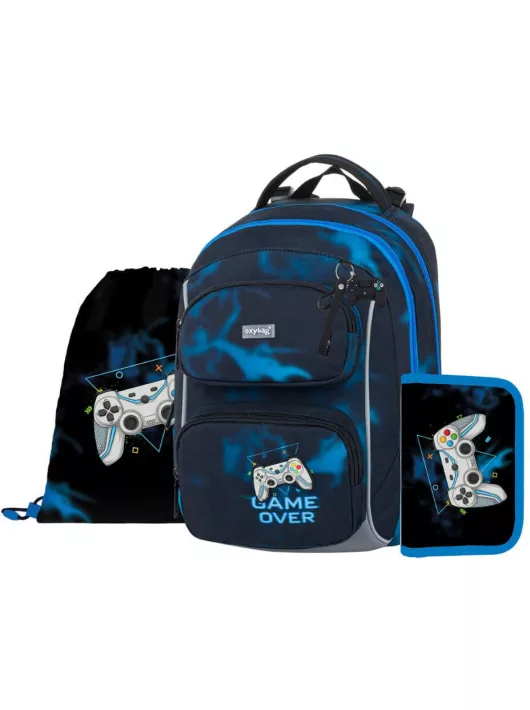 OXY Jumper iskolatáska szett, hátizsák tolltartóval és tornazsákkal, Gamer