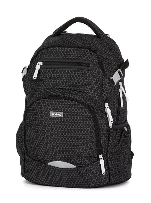 OXY Ombre hátizsák, iskolatáska, 4 rekeszes, 43x32x20cm, Black, fekete