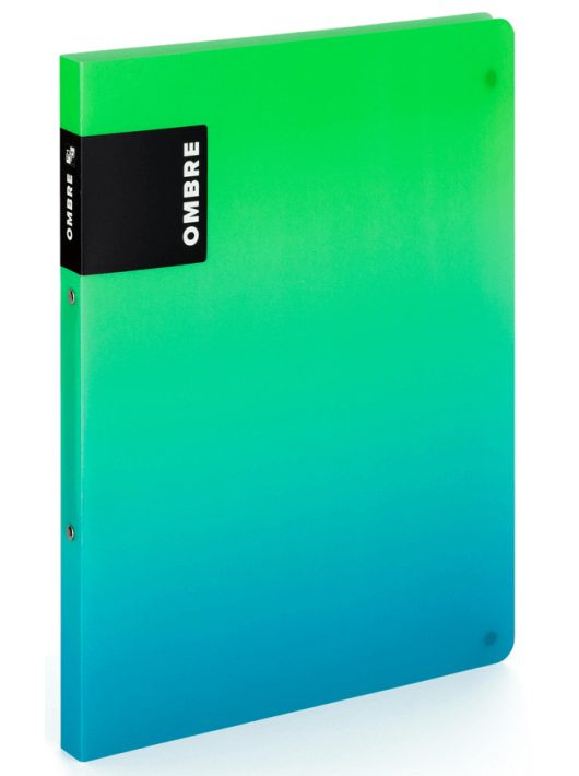 Műanyag gyűrűskönyv A/4, 2 gyűrűs, OMBRE, zöld-kék