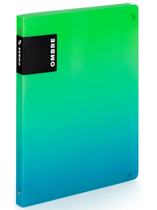 Műanyag gyűrűskönyv A/4, 4 gyűrűs, OMBRE, zöld-kék