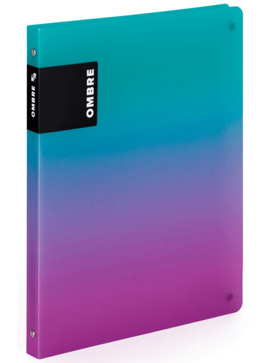 Műanyag gyűrűskönyv A/4, 4 gyűrűs, OMBRE, türkiz-rózsaszín