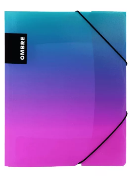 Műanyag gumis mappa A/4, OMBRE, türkiz-rózsaszín