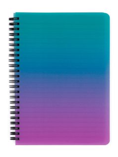   Spirál füzet A/5, vonalas, 60 lapos, műanyag borítóval, OMBRE, türkiz-rózsaszín