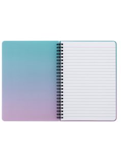   Spirál füzet A/5, vonalas, 60 lapos, műanyag borítóval, OMBRE, türkiz-rózsaszín