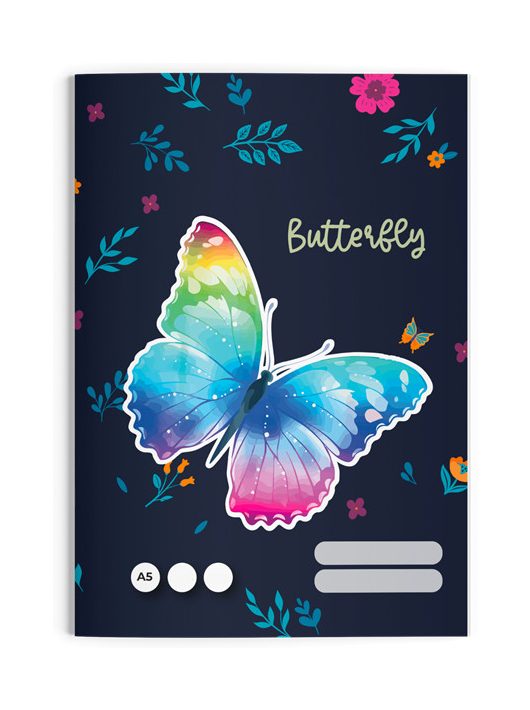 Butterfly, lepkés tűzött füzet A/5, 32 lap kockás (27-32)