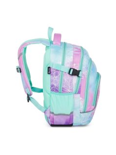   OXY Scooler hátizsák, iskolatáska, 4 rekeszes, 43x32x20cm, Flowers, pasztell lila-kék