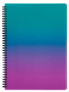   Spirál füzet A/4, vonalas, 60 lapos, műanyag borítóval, OMBRE, türkiz-rózsaszín