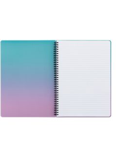  Spirál füzet A/4, vonalas, 60 lapos, műanyag borítóval, OMBRE, türkiz-rózsaszín