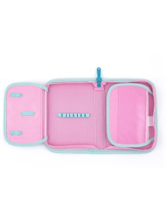 Állatos tolltartó klapnis, üres, kutyás, rózsaszín