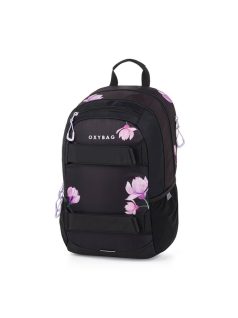   OXY Sport hátizsák, iskolatáska beledobálós tolltartóval, 3 rekeszes, 46x32x16cm, Flowers