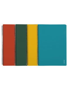   Spirál füzet A/4, vonalas, 60 lapos, műanyag borítóval, VERDE, többféle szín