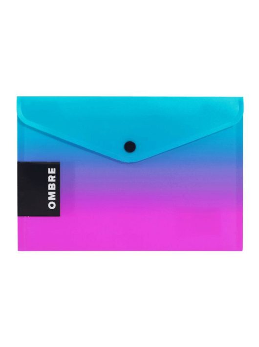 Irattartó tasak A/5, patentos, műanyag, OMBRE, türkiz-rózsaszín