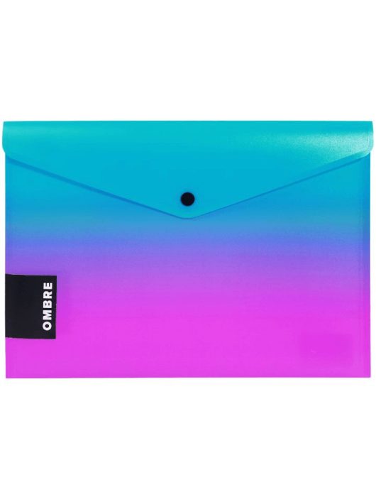 Irattartó tasak A/4, patentos, műanyag, OMBRE, türkiz-rózsaszín