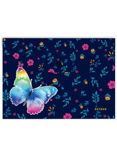   Irattartó tasak A/4, patentos, műanyag, Butterfly, lepkés, sötétkék