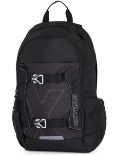   OXY Zero hátizsák, iskolatáska, 3 rekeszes, 47x32x18cm, Black White, fekete