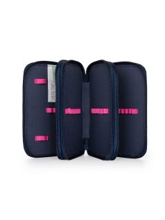 Lepkés tolltartó 3 emeletes, üres, sötétkék