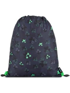   Minecraft mintás tornazsák 30x37cm, OXY NEXT Green Cube, fekete-zöld