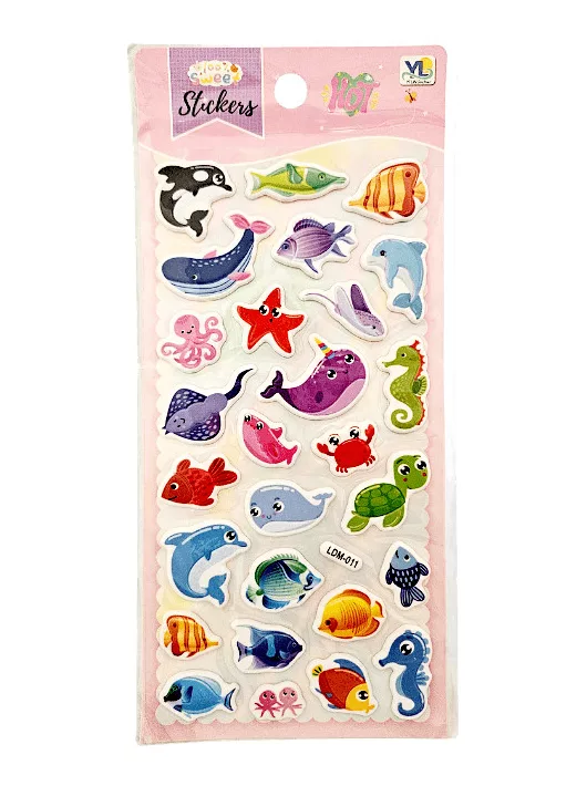 Matrica 10x19cm, pufi, vizi állatok