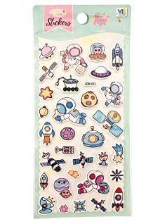 Matrica 10x19cm, pufi, világűr, űrhajós