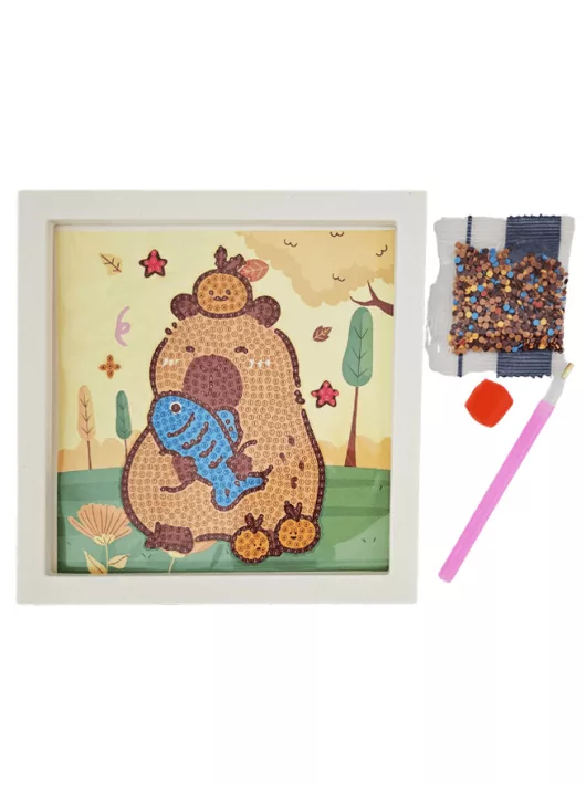 Kapibara gyémántfestés szett, 15x15cm-es kép