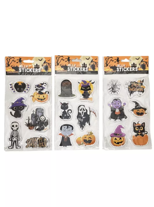 Halloween zselés ablakmatrica, 11x18 cm, többféle