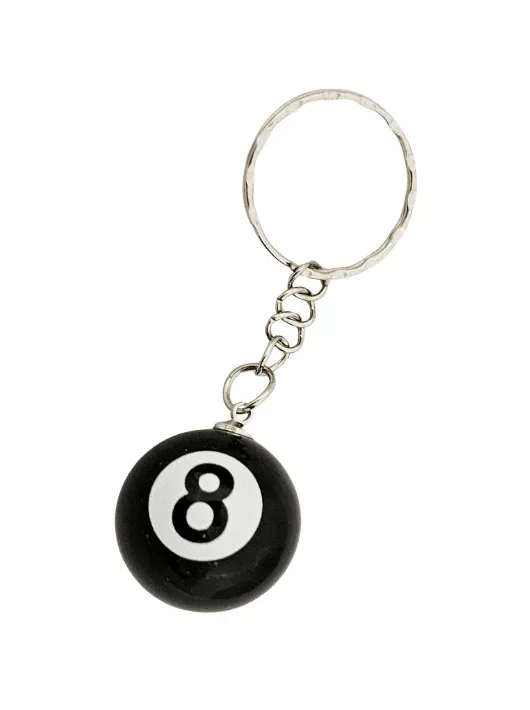 Biliárd golyó kulcstartó, 8-as, fekete, kb. 2,5cm-es