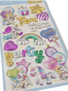 Matrica 9x17cm, pufi, party dekor