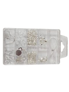   Szerelék ékszerkészítéshez, gyöngyfűzéshez 6x9,5cm-es dobozban