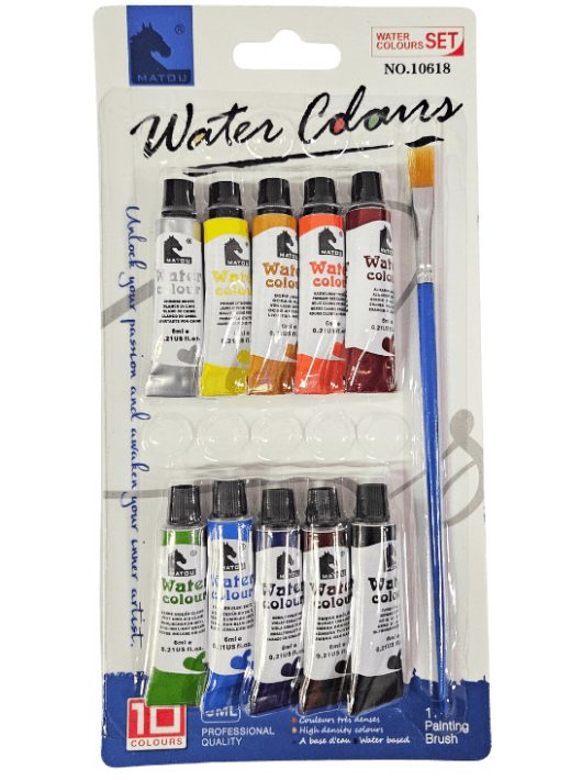 Tempera készlet, 10x6ml, tubusos, ecsettel, Matou (10618)