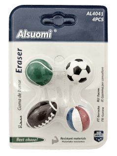 Radír labdák, 4 db/szett, 2-3cm, AL4041