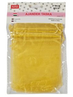 Organza dísztasak, zacskó, 7,5x10cm, 6 db/csomag, arany