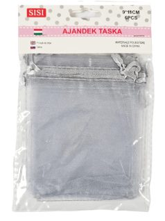 Organza dísztasak, zacskó, 7,5x10cm, 6 db/csomag, ezüst