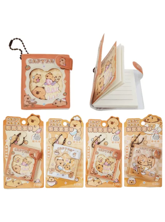 Kapibara mini notesz akasztóval, 5,5x6cm, vonalas, többféle változat