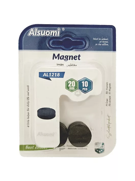 Mágnes, kerek, 20x3 mm, 10 db-os, korongok, AL1218