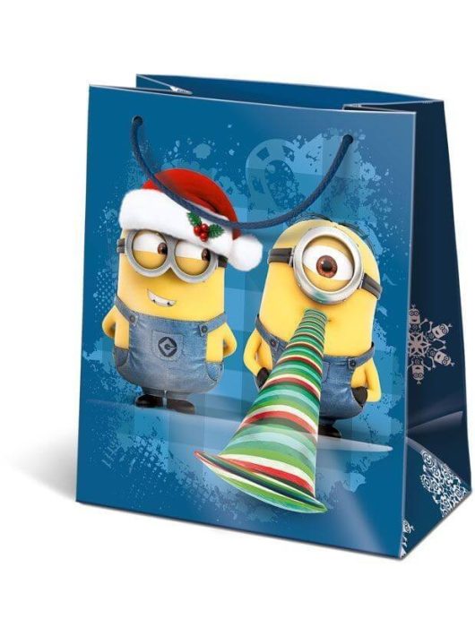 Karácsonyi ajándéktáska 14,5x12,5x7,5cm GSXS Minions Funny