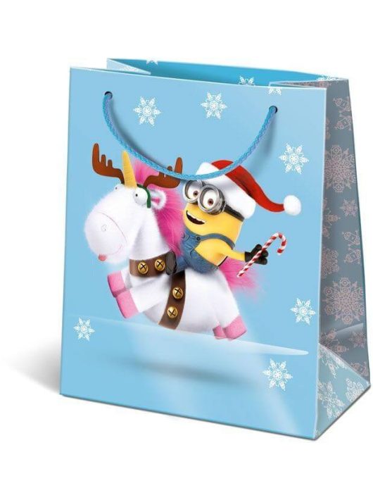 Karácsonyi ajándéktáska 14,5x12,5x7,5cm GSXS Minions Unicorn