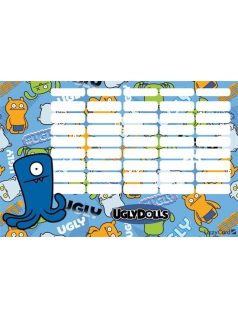   Ugly Dolls órarend nagy 238x155mm, kétoldalas, Ugly Dolls Green