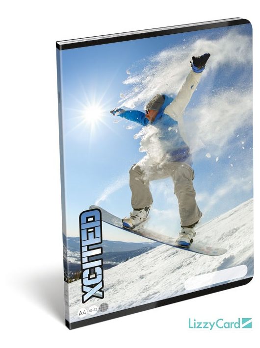 X-Cited tűzött füzet A/4, 32 lap kockás, Snowboard