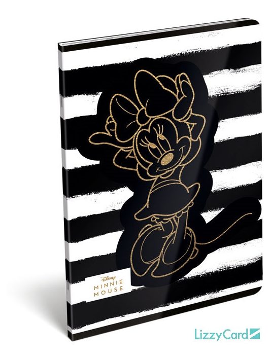 Minnie tűzött füzet A/4, 32 lap kockás, Fashion Black Stripes