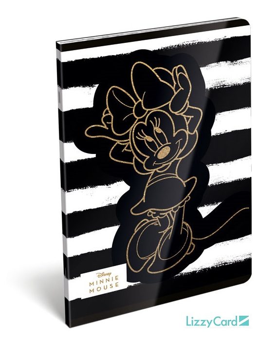 Minnie tűzött füzet A/5, 32 lap kockás, Fashion Black Stripes