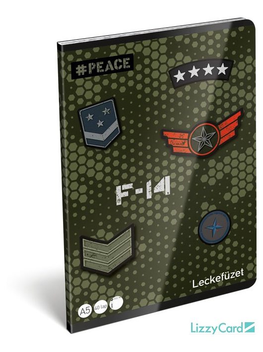 Military tűzött füzet A/5, 32 lap lecke, #Peace Pixel