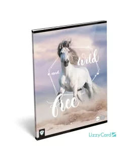   Lizzy Card lovas tűzött füzet A/4, 32 lap kockás, Wild and Free, fehér ló
