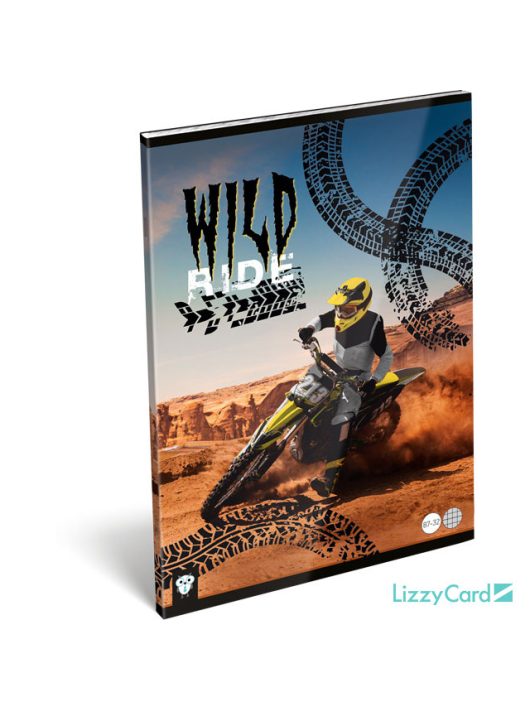 Lizzy Card motor mintás tűzött füzet A/4, 32 lap kockás, Wild Ride
