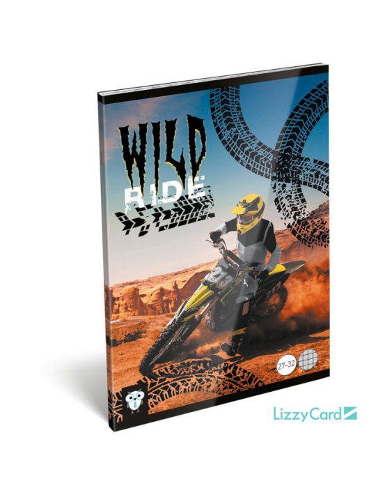 Lizzy Card motor mintás tűzött füzet A/5, 32 lap kockás, Wild Ride