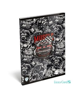   Lizzy Card autós tűzött füzet A/5, 32 lap vonalas, American Car