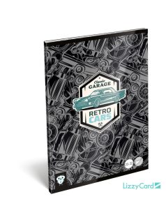  Lizzy Card autós tűzött füzet A/5, 32 lap sima, Retro Car