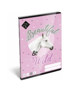   Wild Beauty Purple tűzött füzet A/5, 32 lap vonalas 2.osztály (16-32), lovas