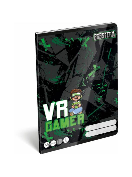 Bossteam VR Gamer tűzött füzet A/5, 32 lap vonalas 2.osztály (16-32)