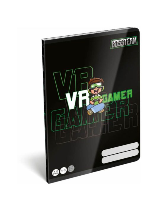 Bossteam VR Gamer tűzött füzet A/5, 40 lap kockás