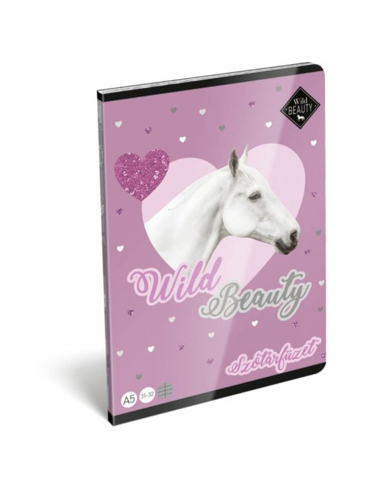 Wild Beauty Purple tűzött füzet A/5, 40 lap szótár, lovas